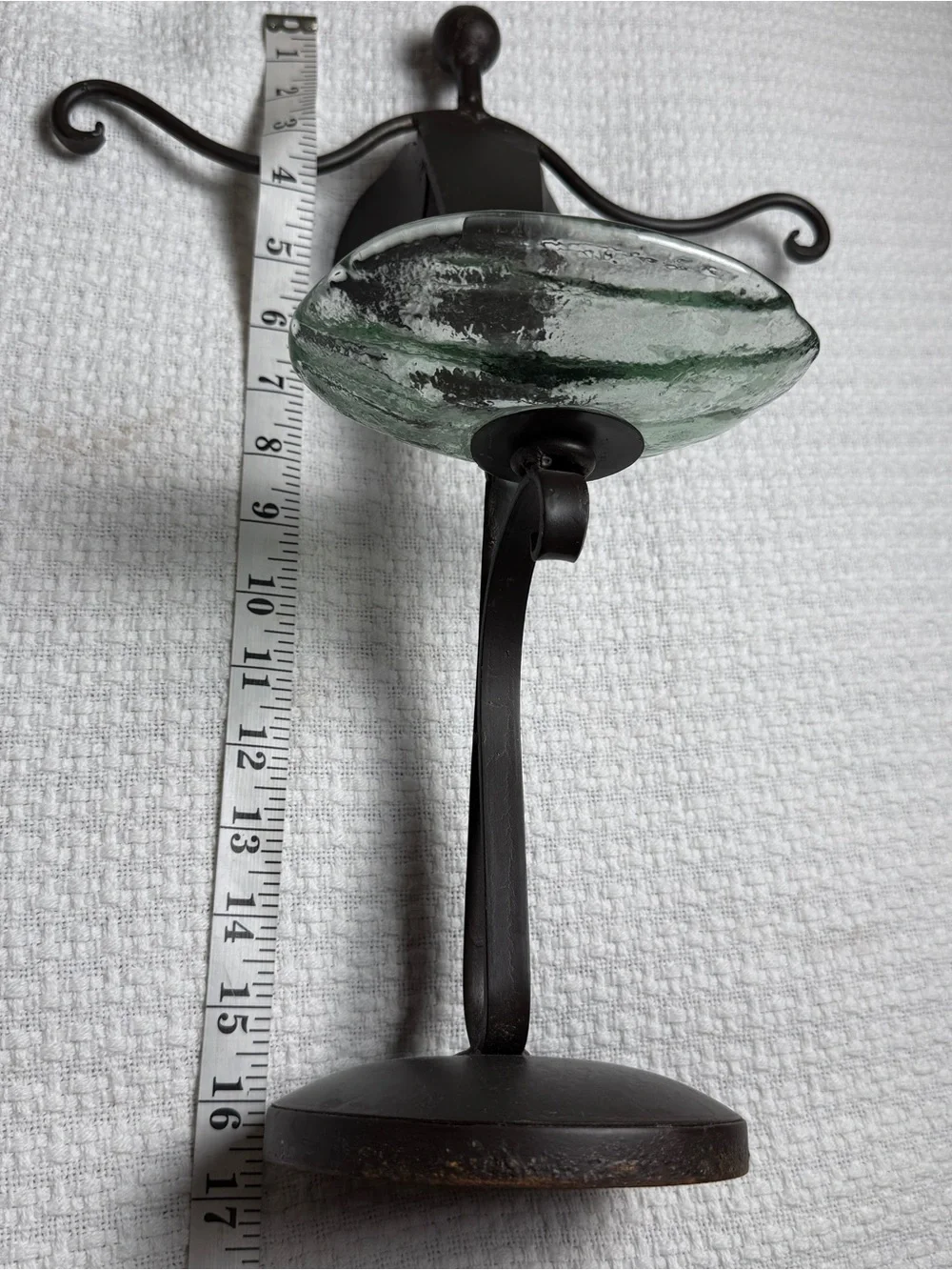 Angel Soap/Towel Holder Bathroom Rustic Countertop Forged Iron Glass Dish Cottag